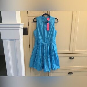 Lilly Pulitzer NWT Elina Stretch Cotton Dress size 10 Cumulus Blue